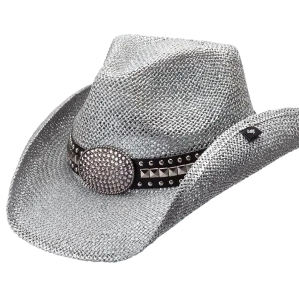 Peter Grimm Festival silver metallic straw cowboy hat
